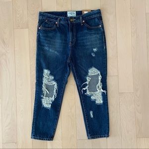 Nobody Second Distressed Cropped Jeans